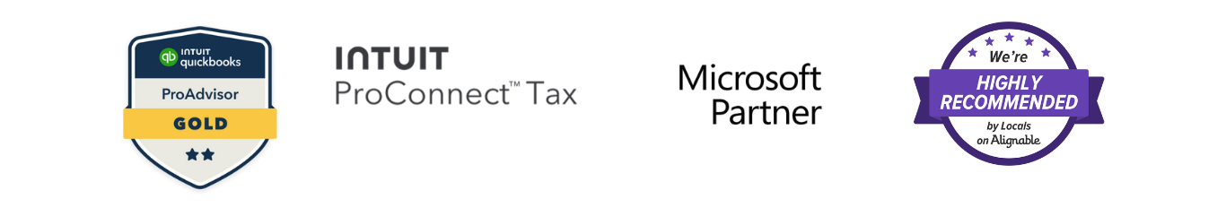 QuickBooks Gold ProPartner and Microsoft Solutions Partner badges